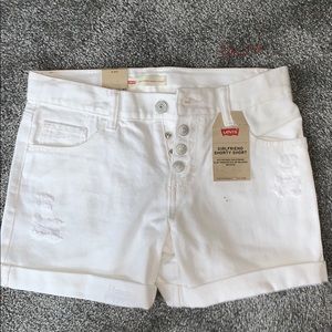 White Levi shorts